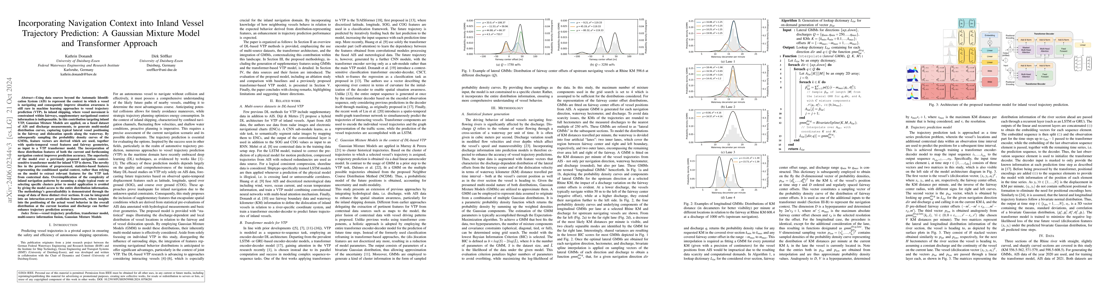 Thumbnail for Incorporating Navigation Context into Inland Vessel Trajectory
  Prediction: A Gaussian Mixture Model and Transformer Approach
