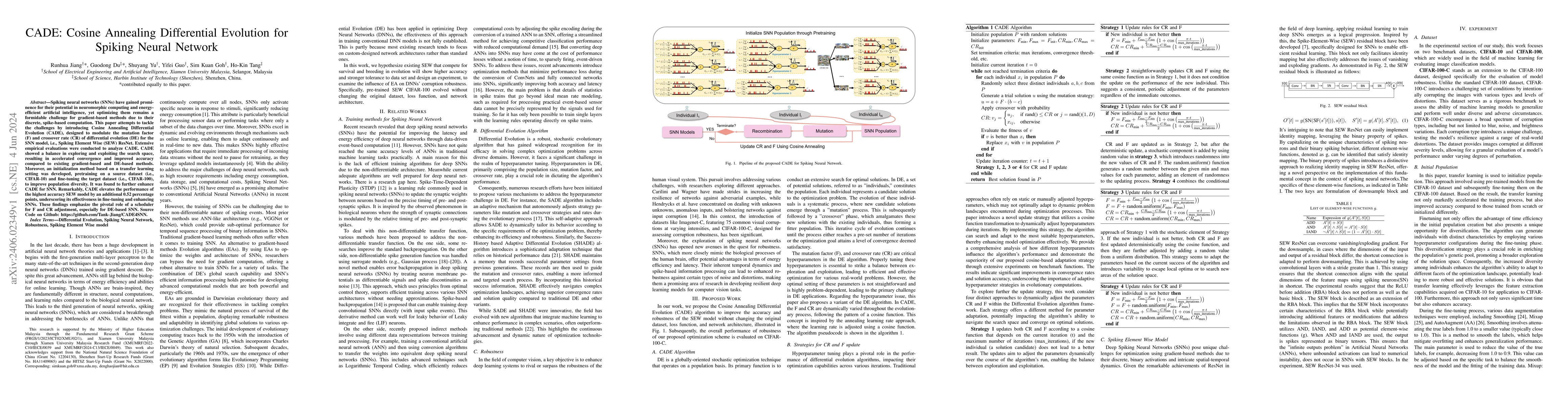 Thumbnail for CADE: Cosine Annealing Differential Evolution for Spiking Neural Network