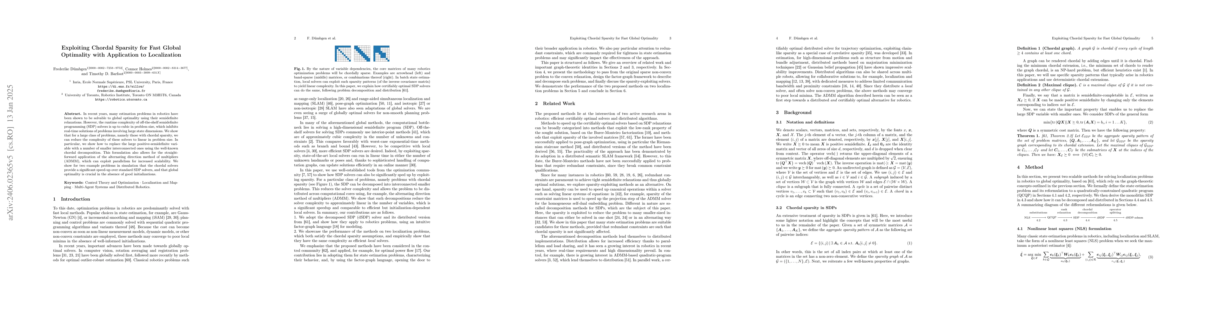 Thumbnail for Exploiting Chordal Sparsity for Fast Global Optimality with Application
  to Localization