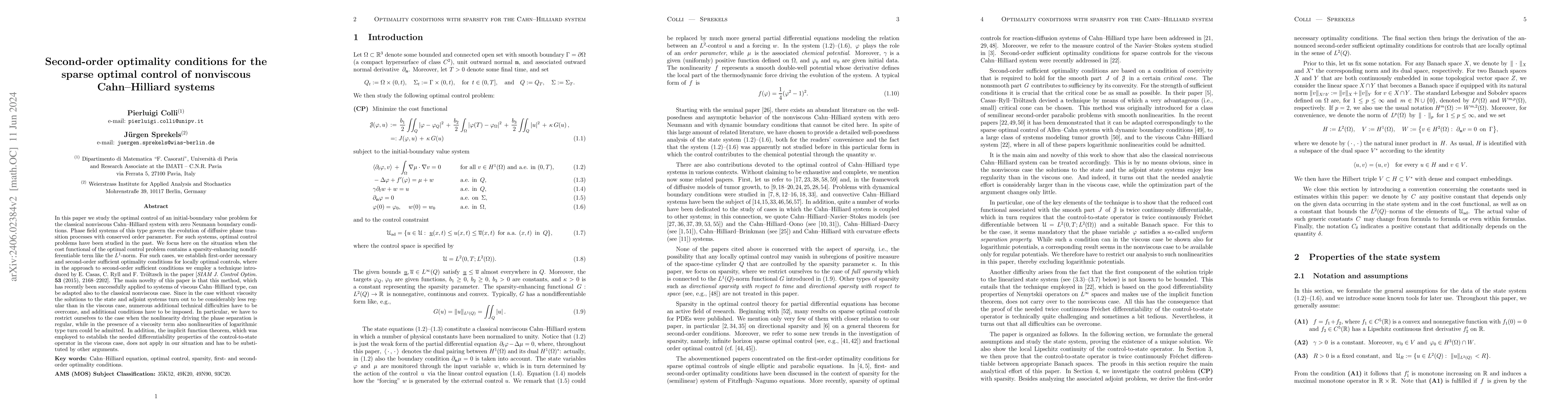 Thumbnail for Second-order optimality conditions for the sparse optimal control of
  nonviscous Cahn-Hilliard systems