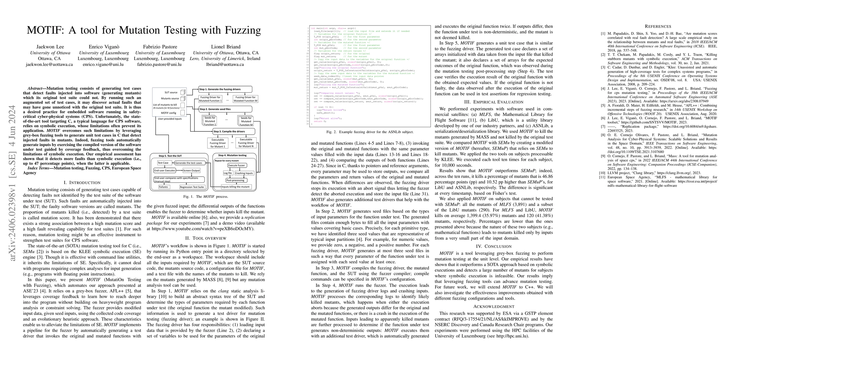 Thumbnail for MOTIF: A tool for Mutation Testing with Fuzzing