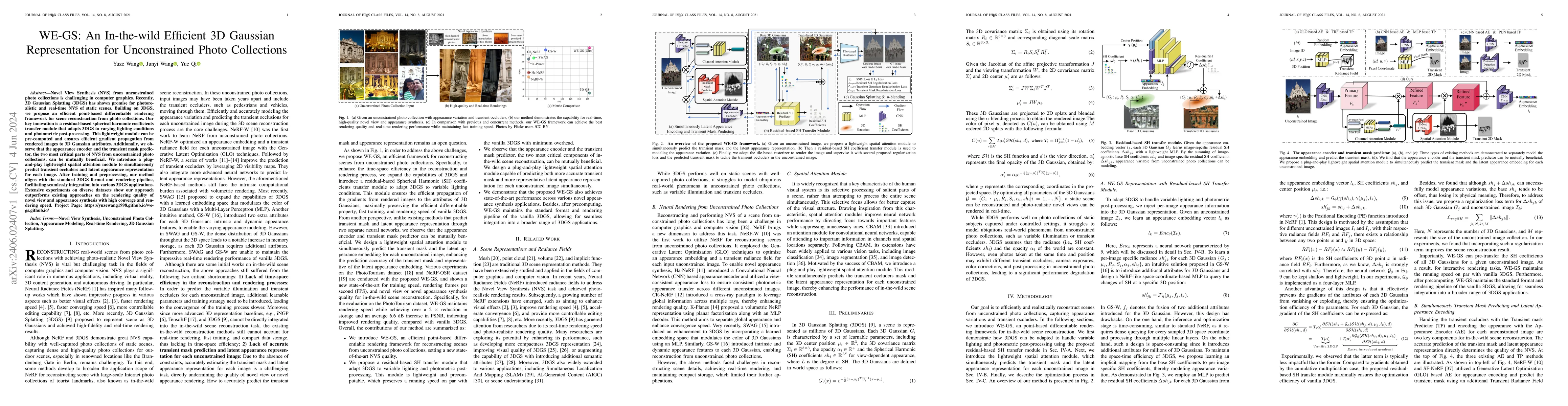 Thumbnail for WE-GS: An In-the-wild Efficient 3D Gaussian Representation for
  Unconstrained Photo Collections