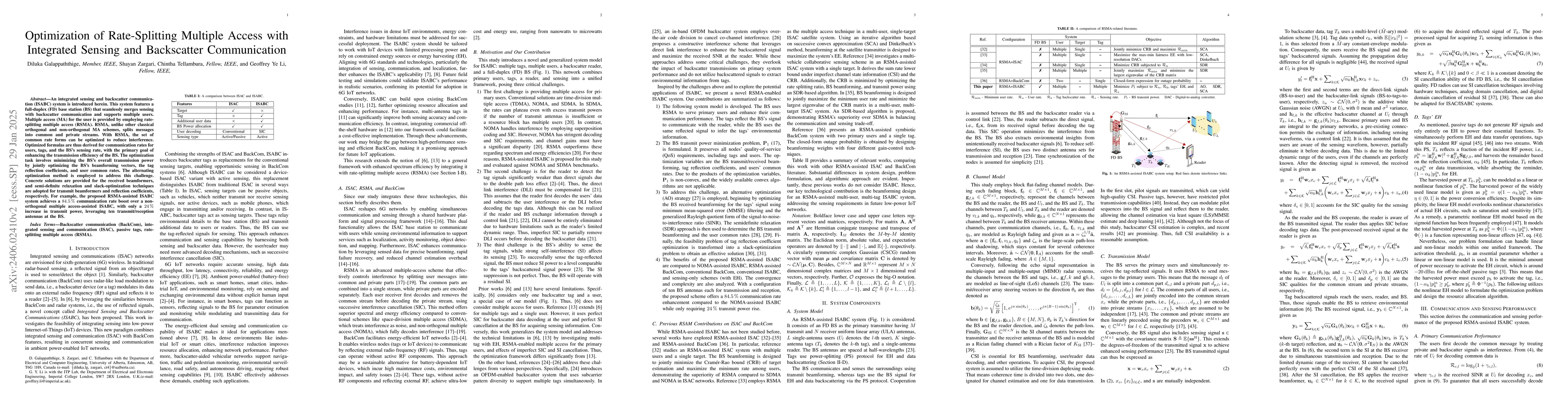 Thumbnail for Optimization of Rate-Splitting Multiple Access with Integrated Sensing
  and Backscatter Communication