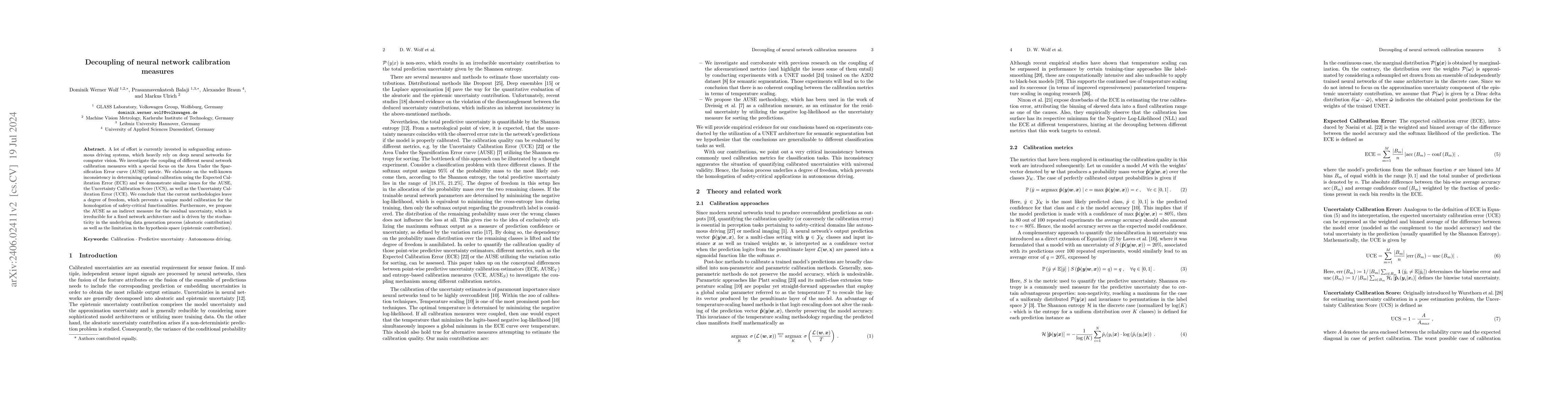Thumbnail for Decoupling of neural network calibration measures