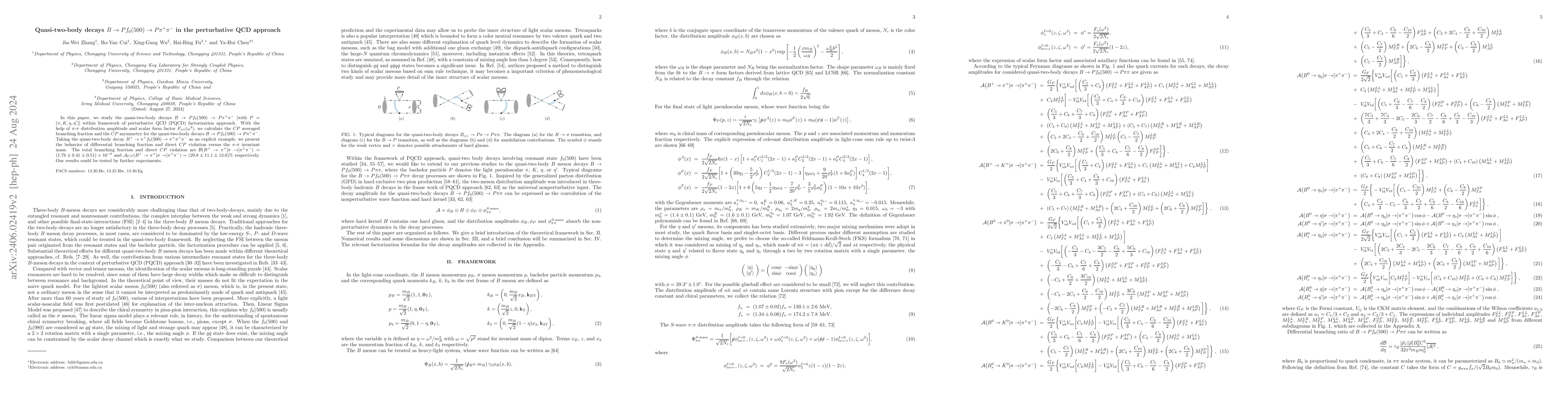 Thumbnail for Quasi-two-body decays $B\to P f_0(500)\to P\pi^+\pi^-$ in the
  perturbative QCD approach