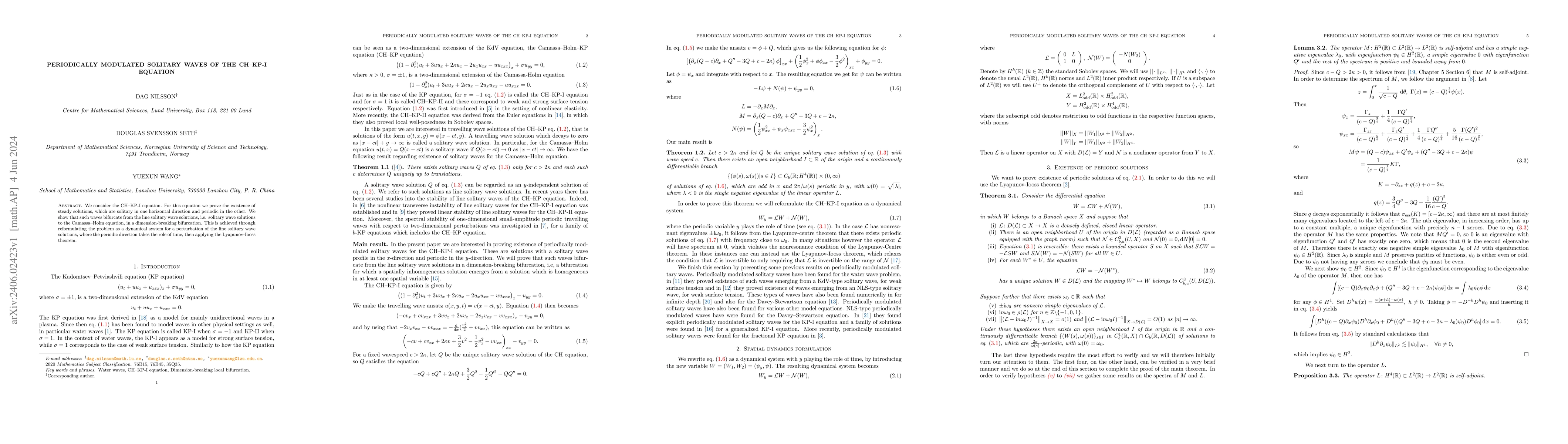 Thumbnail for Periodically modulated solitary waves of the CH-KP-I equation