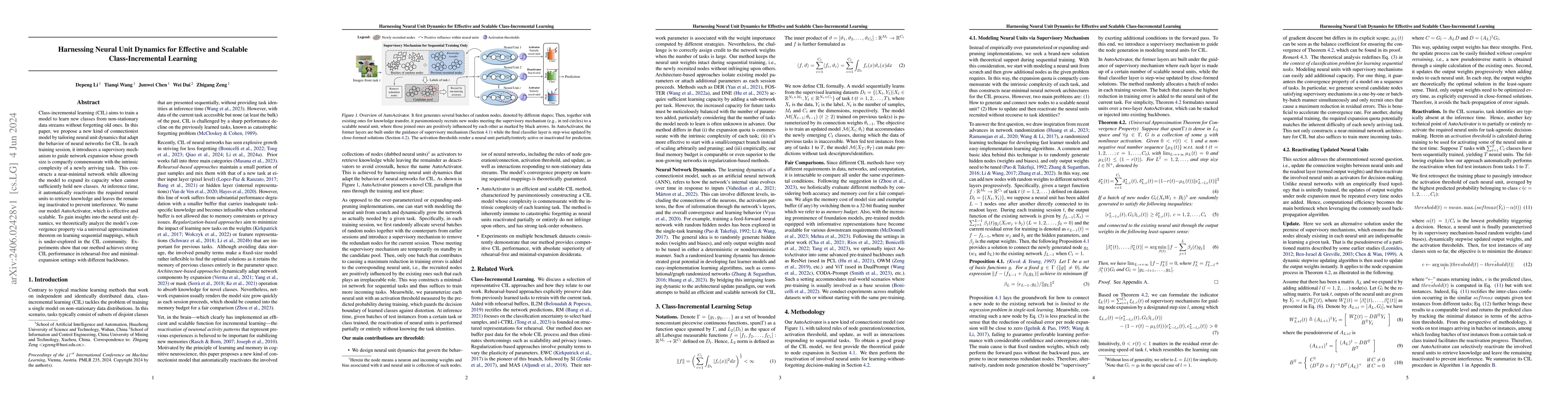Thumbnail for Harnessing Neural Unit Dynamics for Effective and Scalable
  Class-Incremental Learning