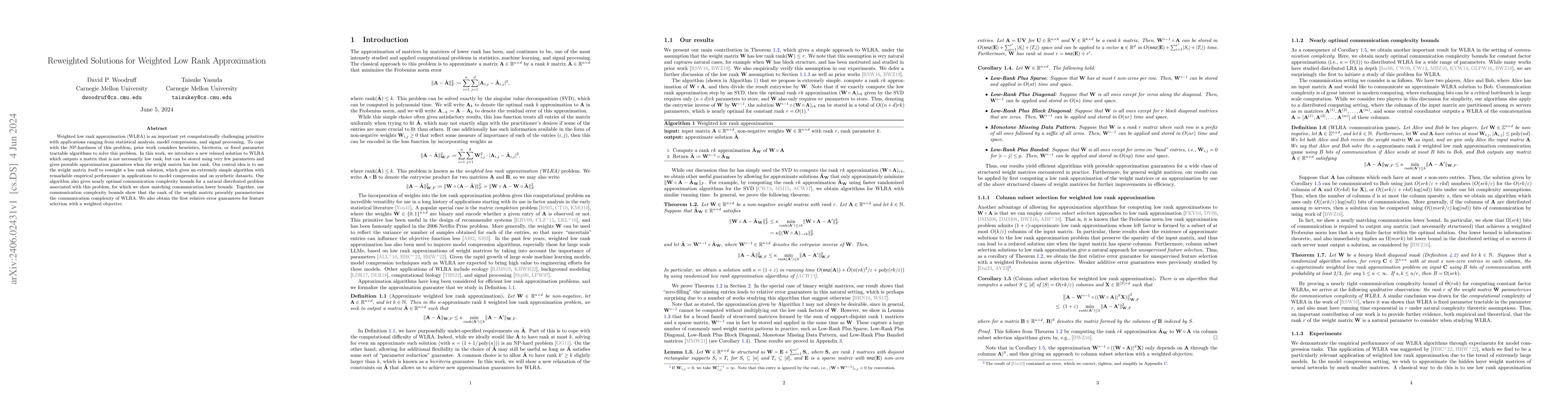 Thumbnail for Reweighted Solutions for Weighted Low Rank Approximation