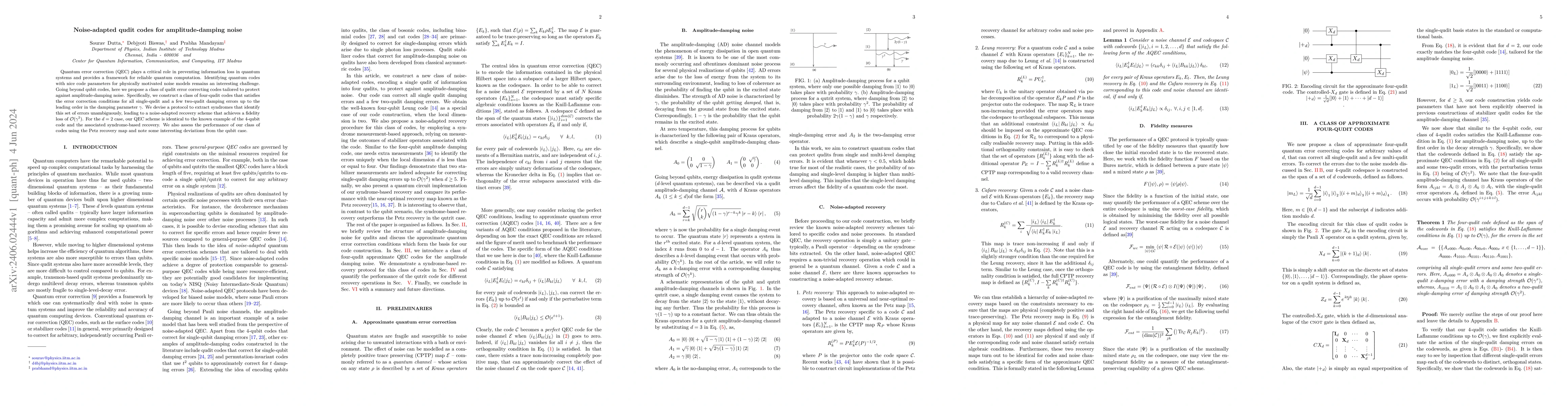 Thumbnail for Noise-adapted qudit codes for amplitude-damping noise