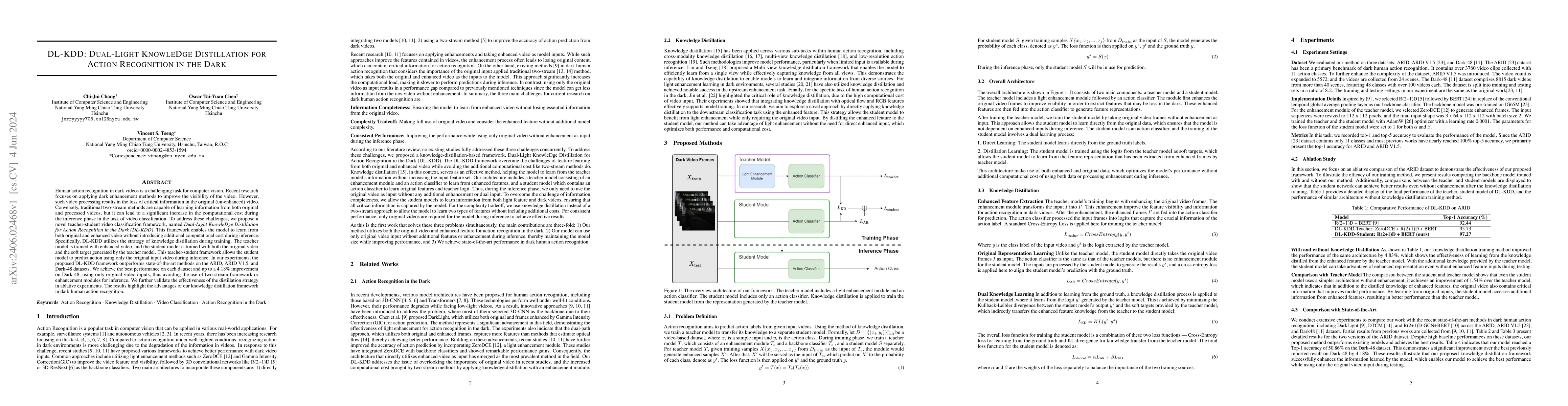 Thumbnail for DL-KDD: Dual-Light Knowledge Distillation for Action Recognition in the
  Dark