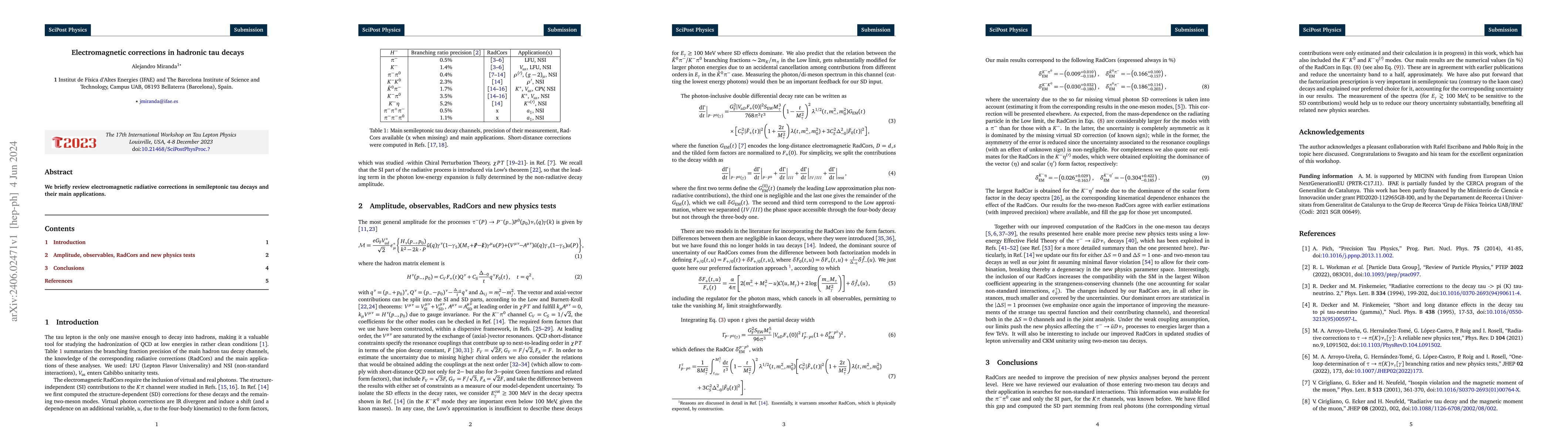 Thumbnail for Electromagnetic corrections in hadronic tau decays
