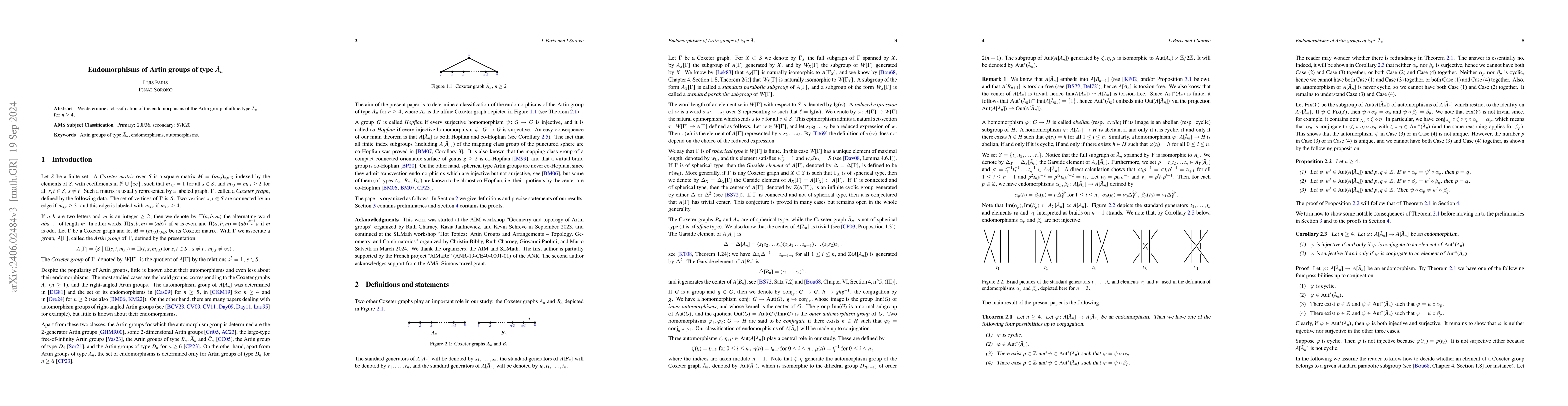 Thumbnail for Endomorphisms of Artin groups of type $\tilde A_n$