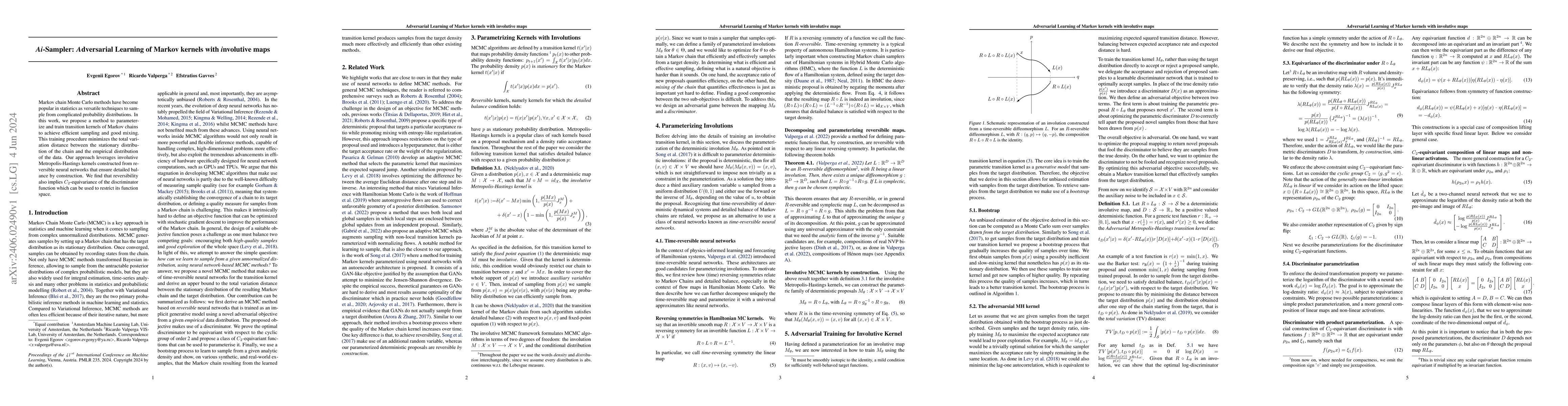 Thumbnail for Ai-Sampler: Adversarial Learning of Markov kernels with involutive maps