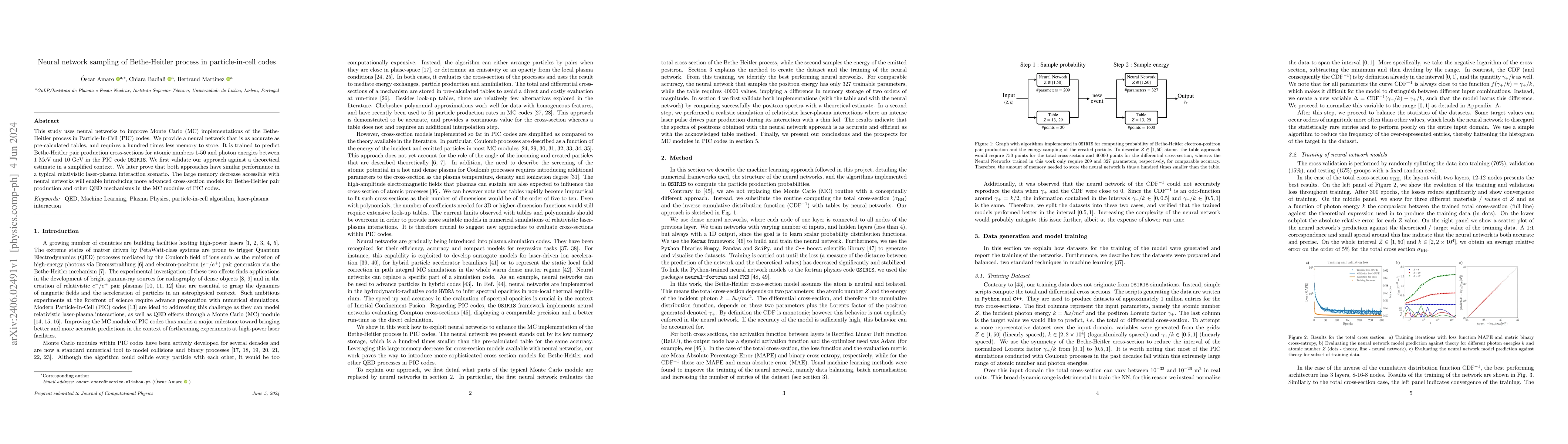 Thumbnail for Neural network sampling of Bethe-Heitler process in particle-in-cell
  codes