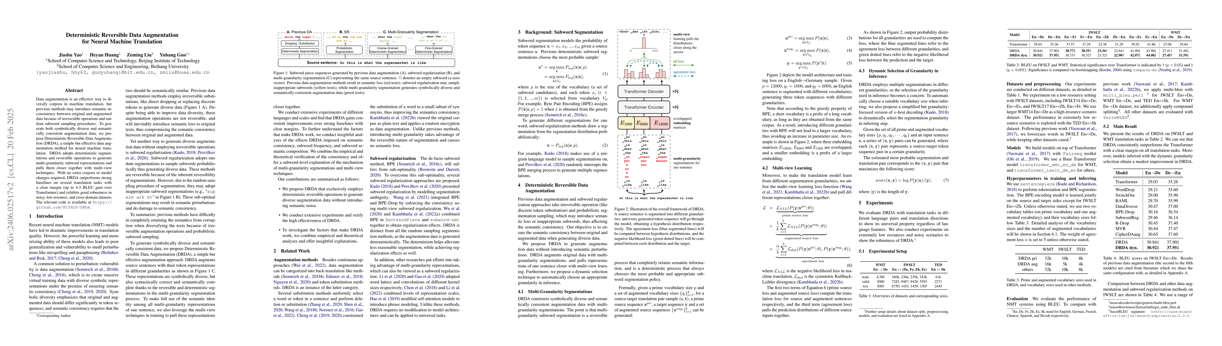 Thumbnail for Deterministic Reversible Data Augmentation for Neural Machine
  Translation