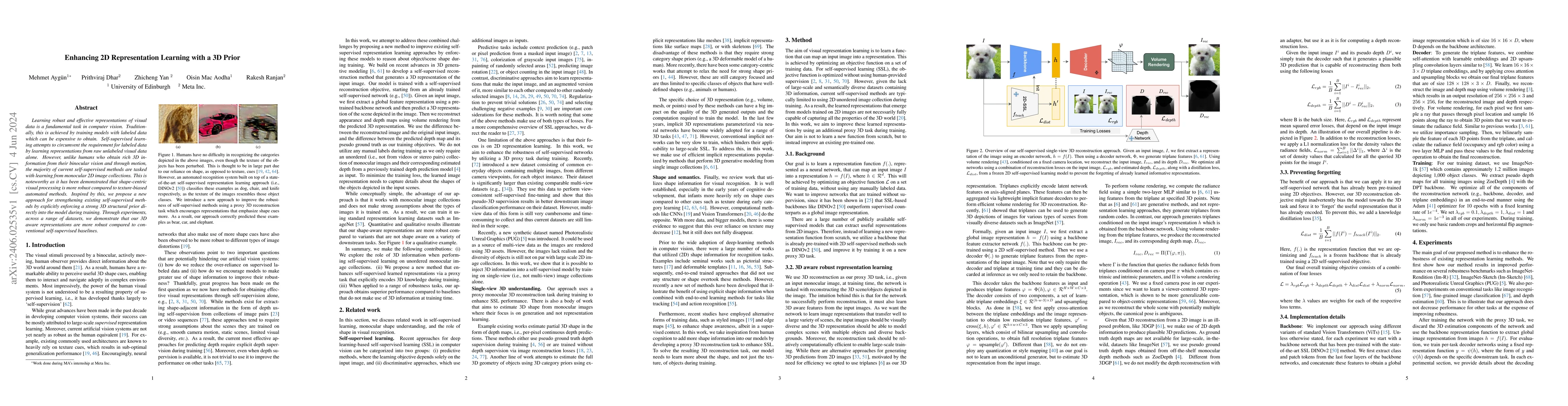 Thumbnail for Enhancing 2D Representation Learning with a 3D Prior
