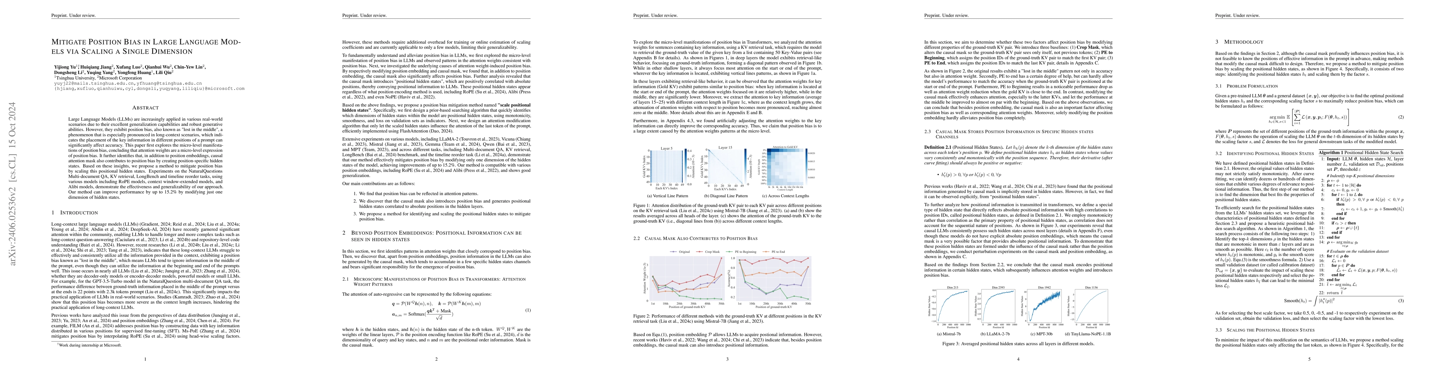 Thumbnail for Mitigate Position Bias in Large Language Models via Scaling a Single
  Dimension