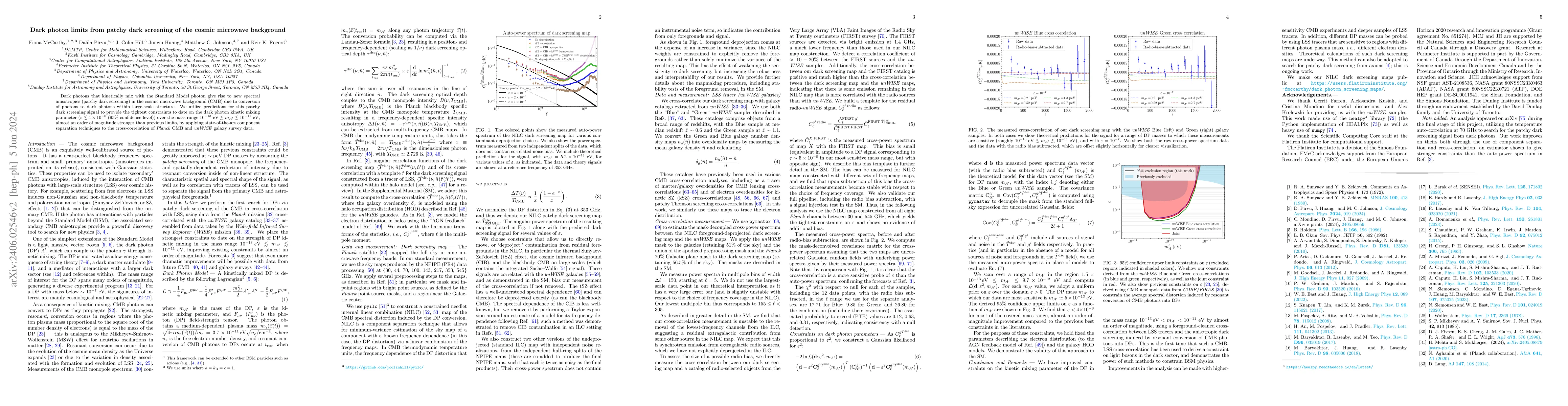 Thumbnail for Dark photon limits from patchy dark screening of the cosmic microwave
  background