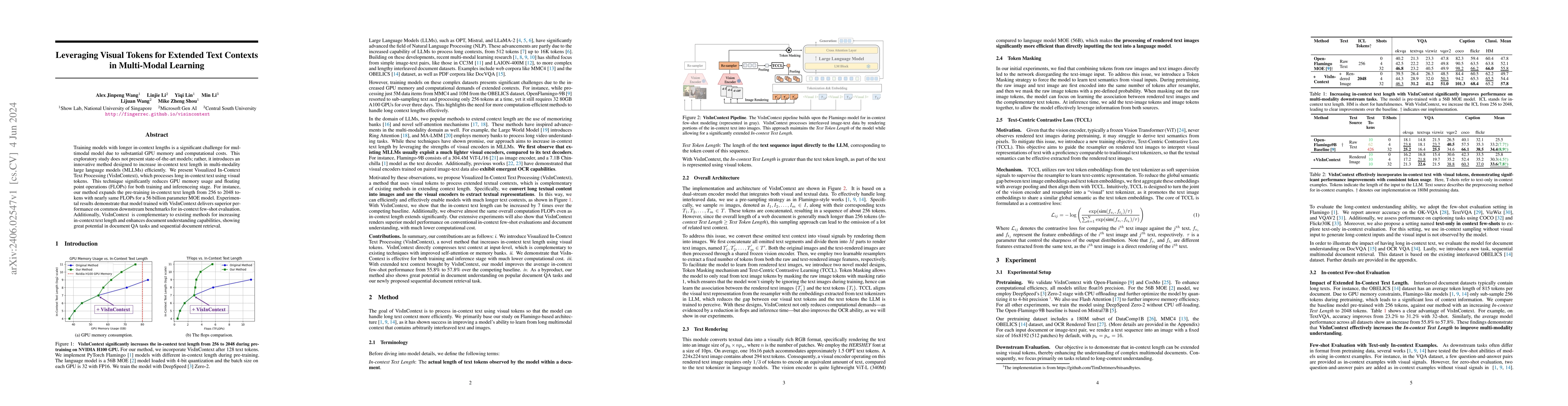 Thumbnail for Leveraging Visual Tokens for Extended Text Contexts in Multi-Modal
  Learning