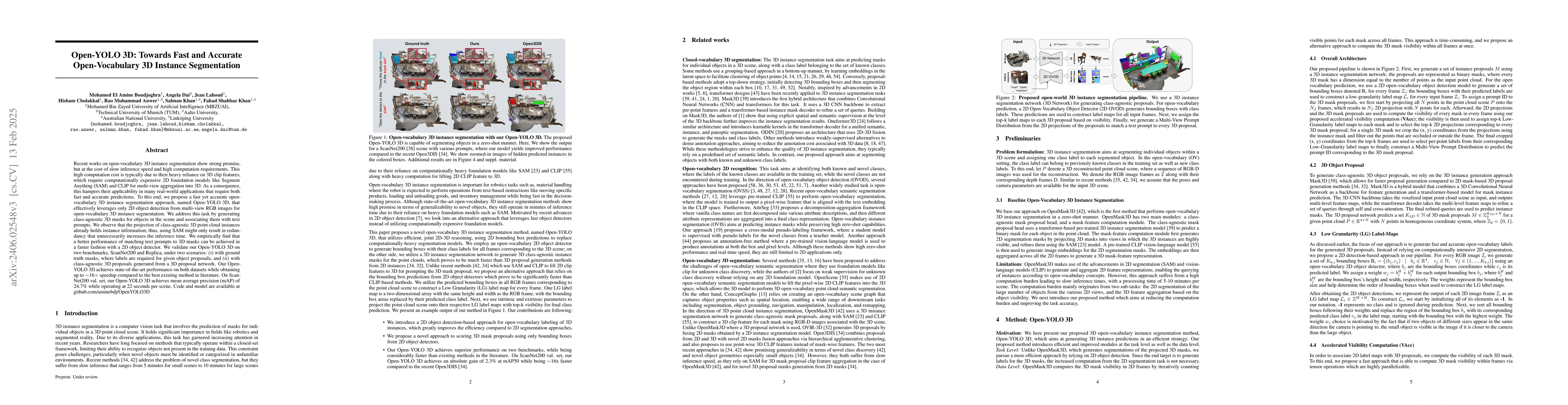 Thumbnail for Open-YOLO 3D: Towards Fast and Accurate Open-Vocabulary 3D Instance
  Segmentation