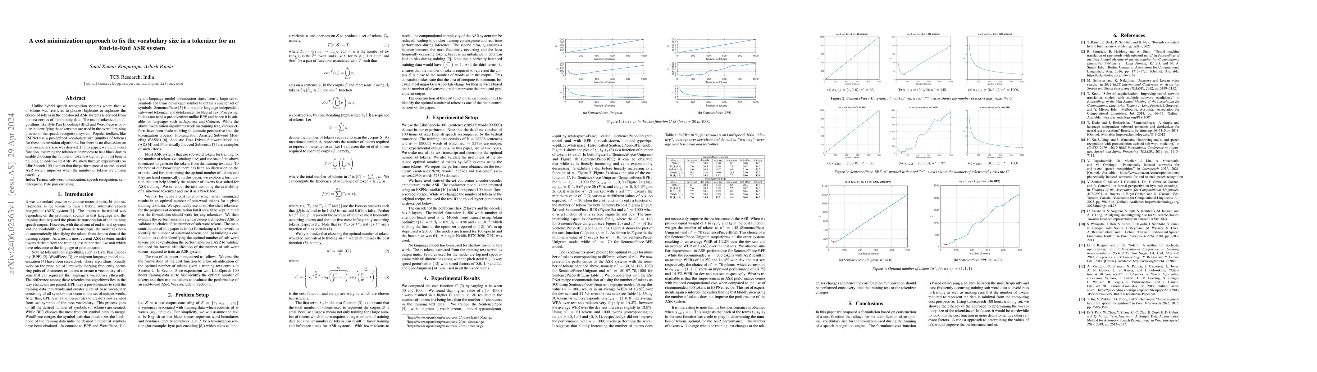 Thumbnail for A cost minimization approach to fix the vocabulary size in a tokenizer
  for an End-to-End ASR system