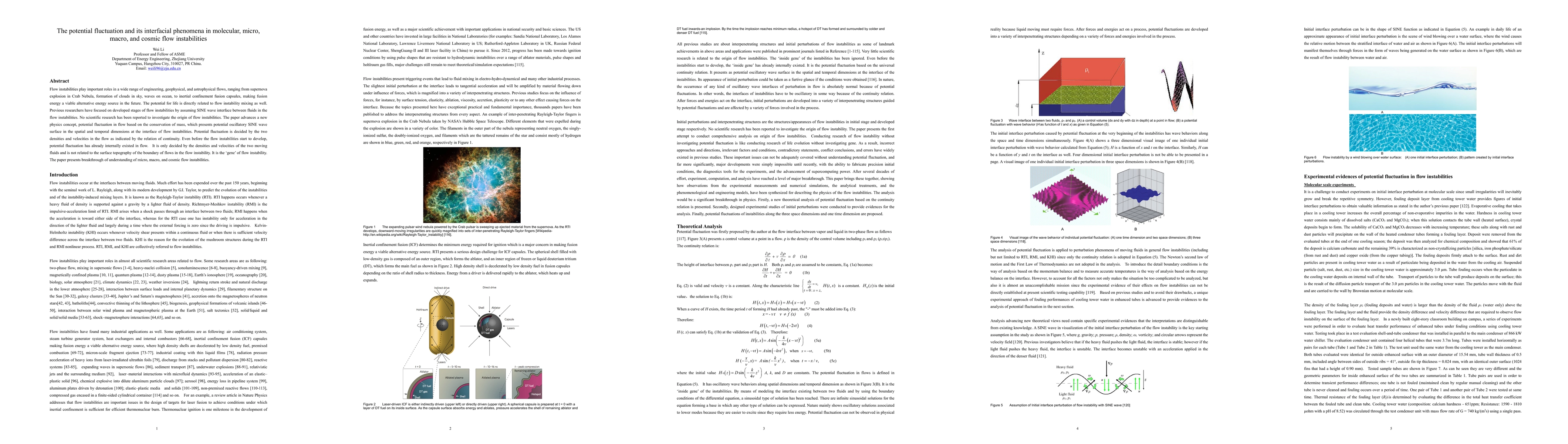 Thumbnail for The potential fluctuation and its interfacial phenomena in molecular,
  micro, macro, and cosmic flow instabilities