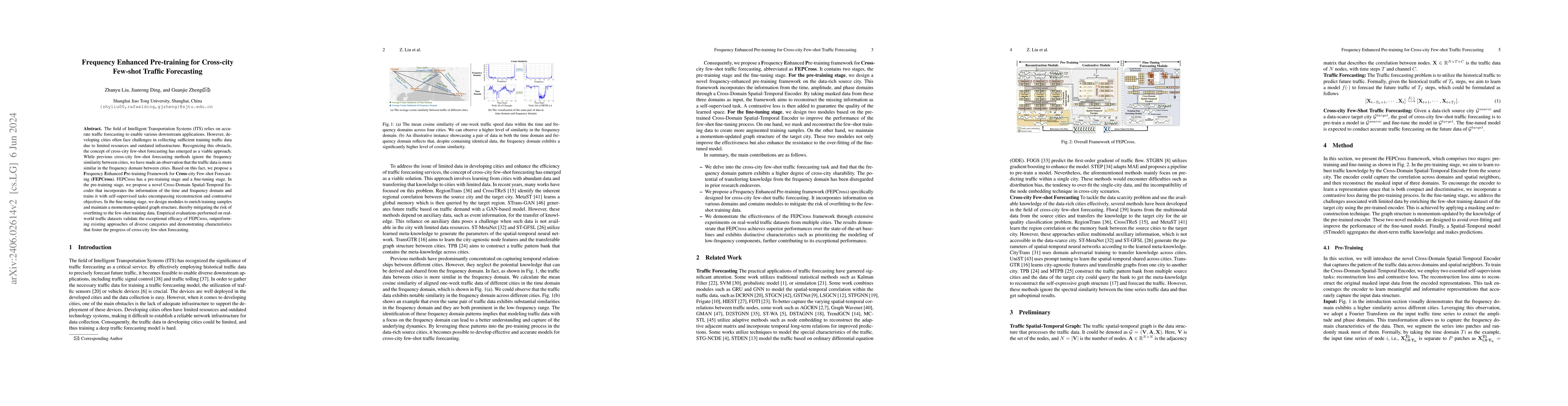 Thumbnail for Frequency Enhanced Pre-training for Cross-city Few-shot Traffic
  Forecasting