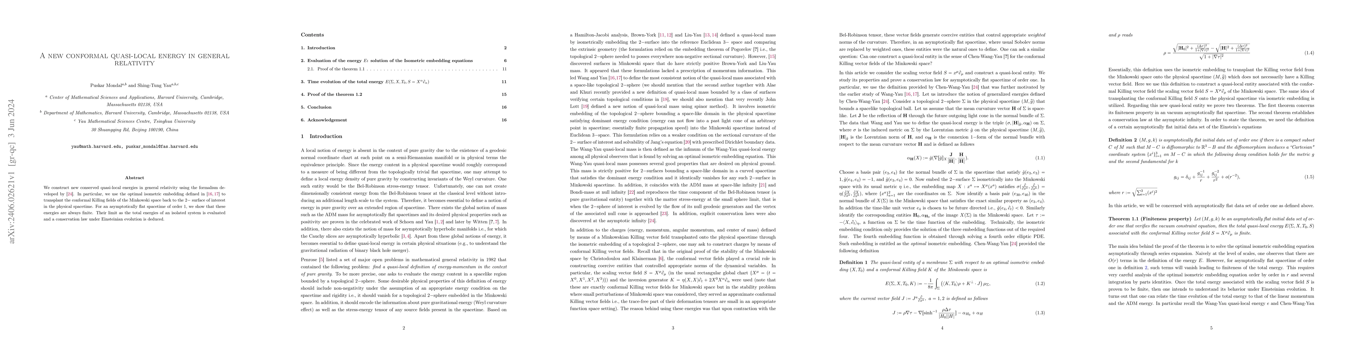 Thumbnail for A new conformal quasi-local energy in general relativity