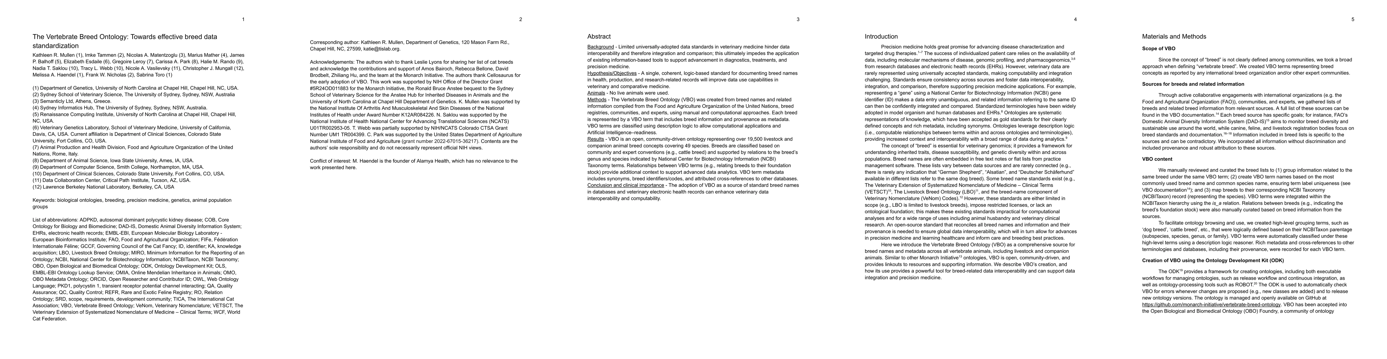 Thumbnail for The Vertebrate Breed Ontology: Towards Effective Breed Data
  Standardization