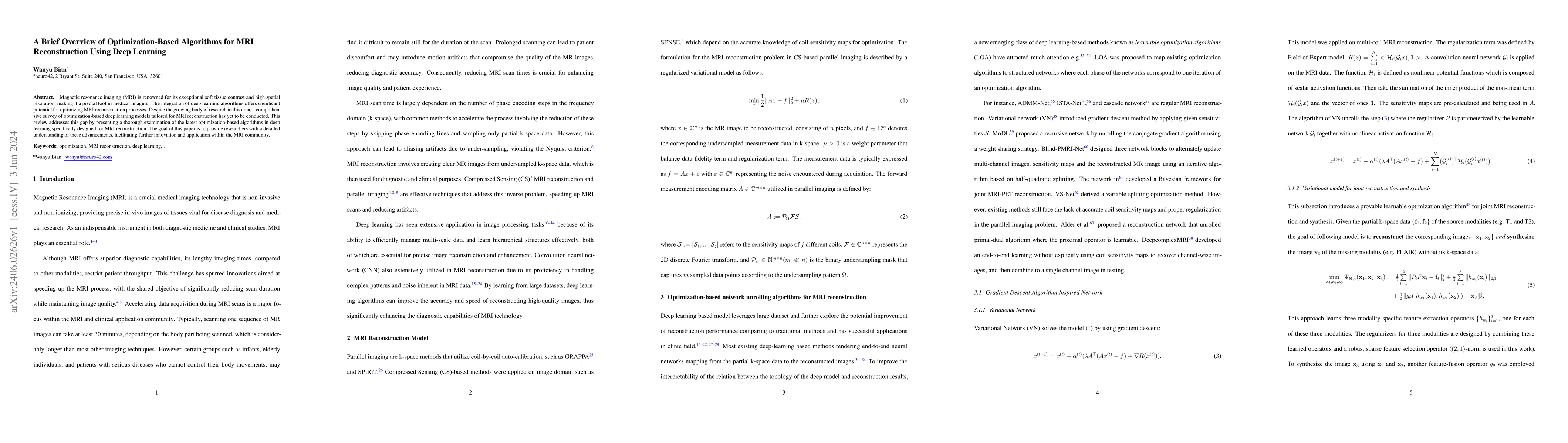 Thumbnail for A Brief Overview of Optimization-Based Algorithms for MRI Reconstruction
  Using Deep Learning