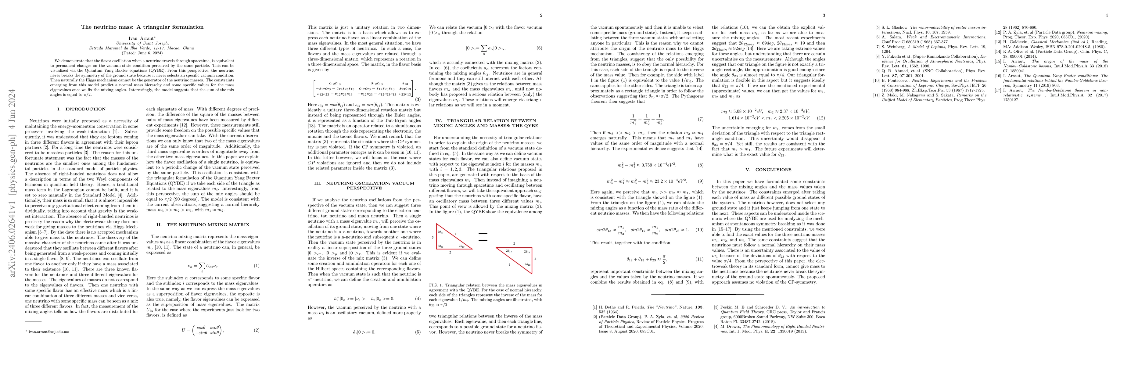 Thumbnail for The neutrino mass: A triangular formulation
