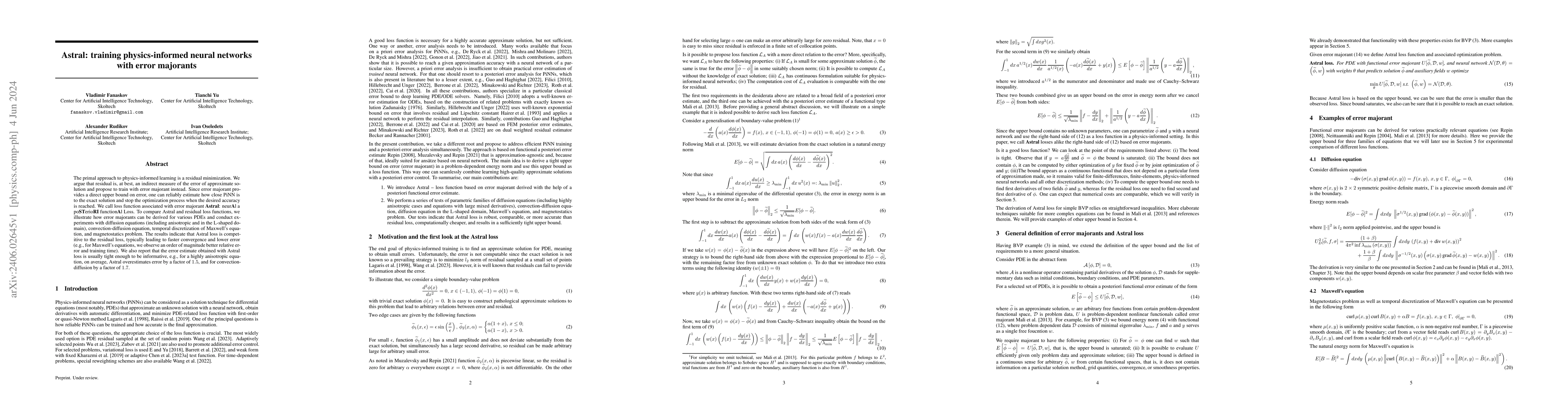 Thumbnail for Astral: training physics-informed neural networks with error majorants