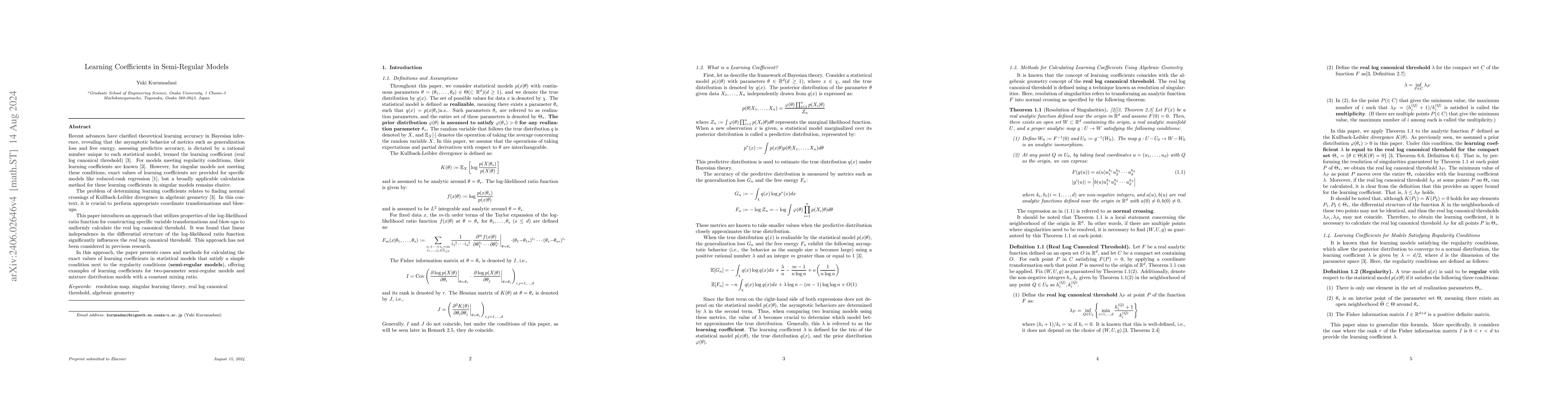 Thumbnail for Learning Coefficients in Semi-Regular Models