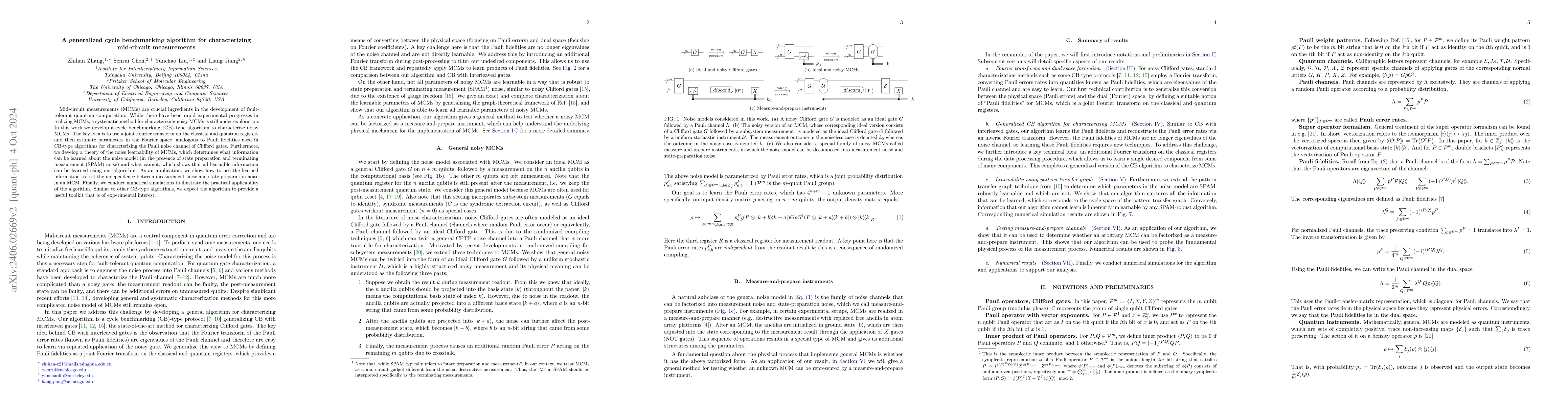 Thumbnail for A generalized cycle benchmarking algorithm for characterizing
  mid-circuit measurements