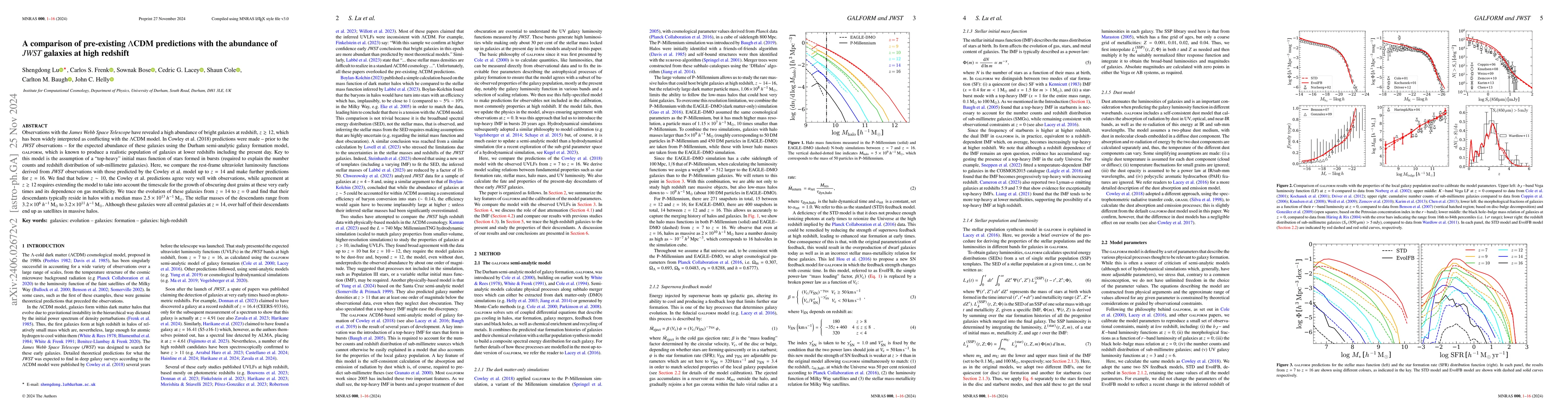 Thumbnail for A comparison of pre-existing $\Lambda$CDM predictions with the abundance
  of JWST galaxies at high redshift