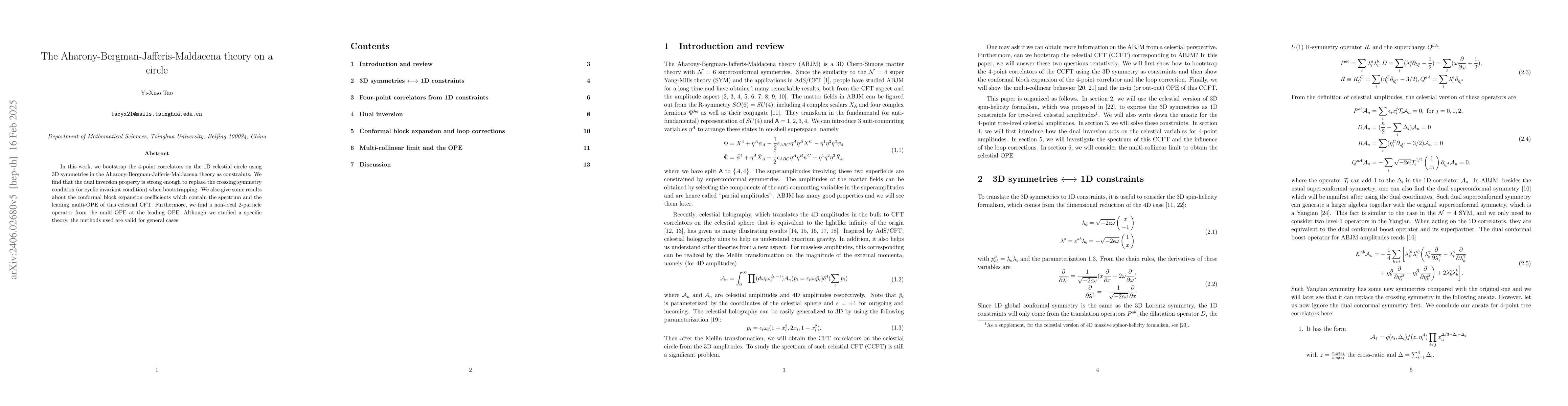 Thumbnail for The Aharony-Bergman-Jafferis-Maldacena theory on a circle