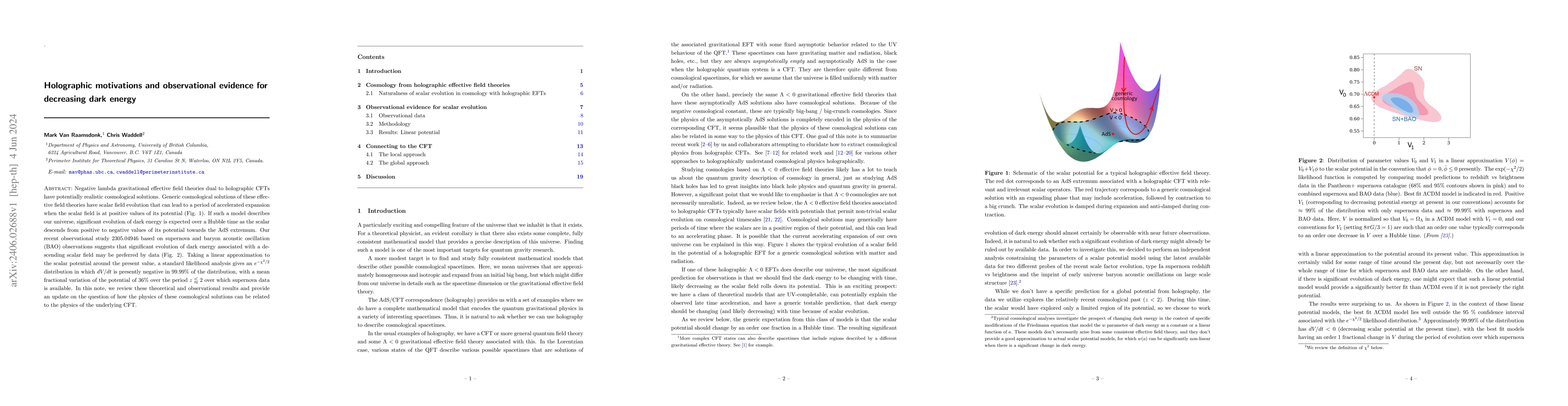 Thumbnail for Holographic motivations and observational evidence for decreasing dark
  energy