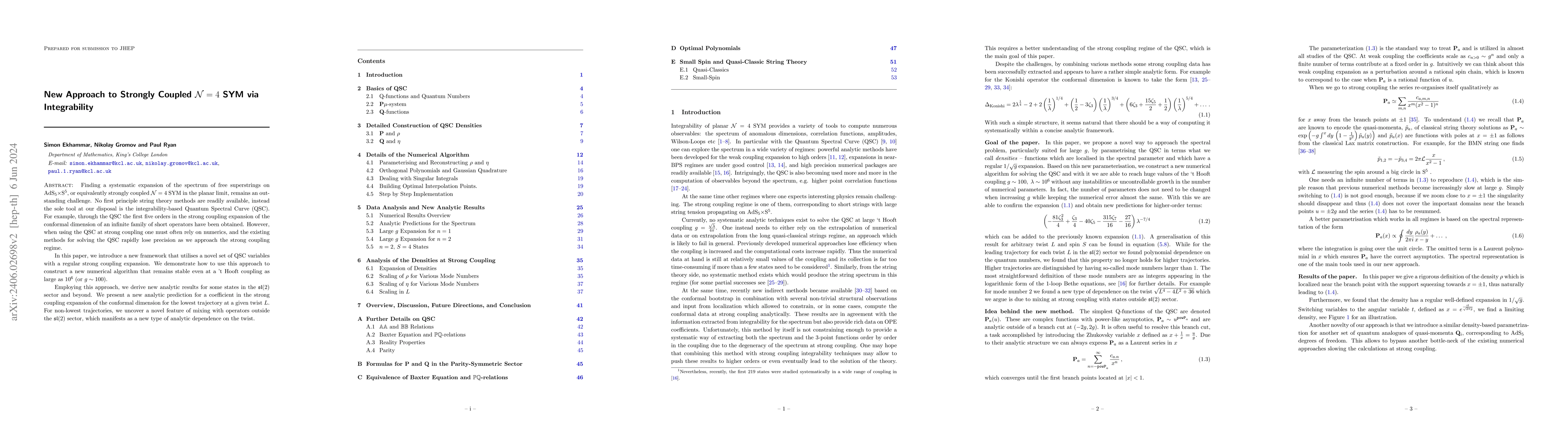 Thumbnail for New Approach to Strongly Coupled N = 4 SYM via Integrability