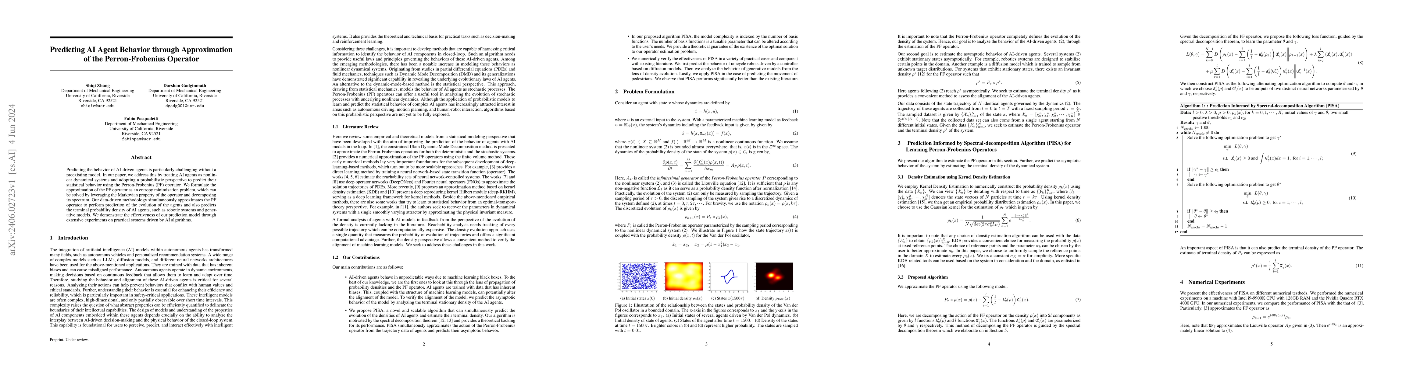 Thumbnail for Predicting AI Agent Behavior through Approximation of the
  Perron-Frobenius Operator