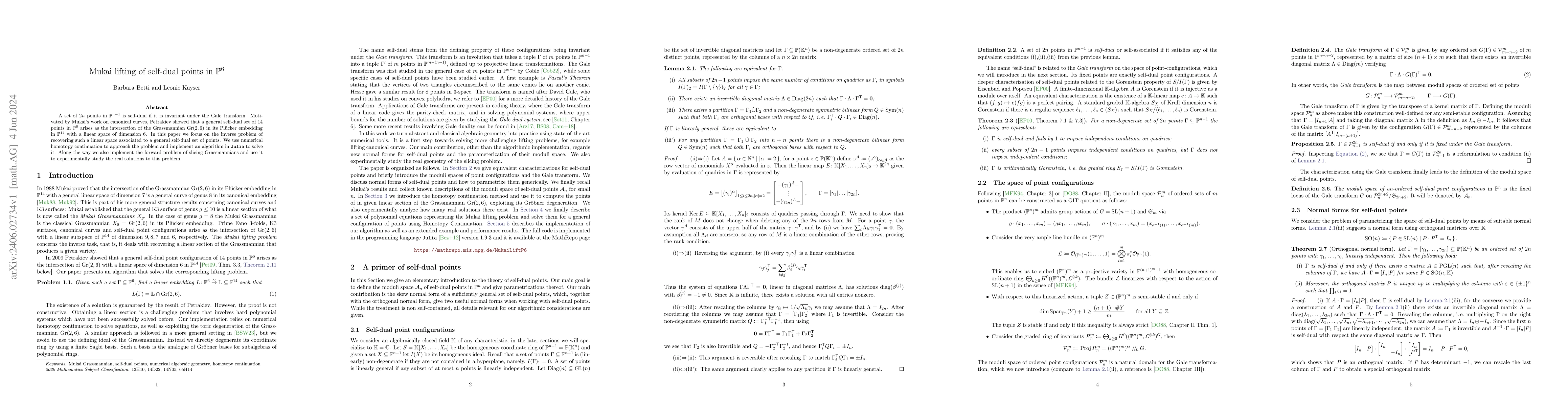 Thumbnail for Mukai lifting of self-dual points in $\mathbb{P}^6$