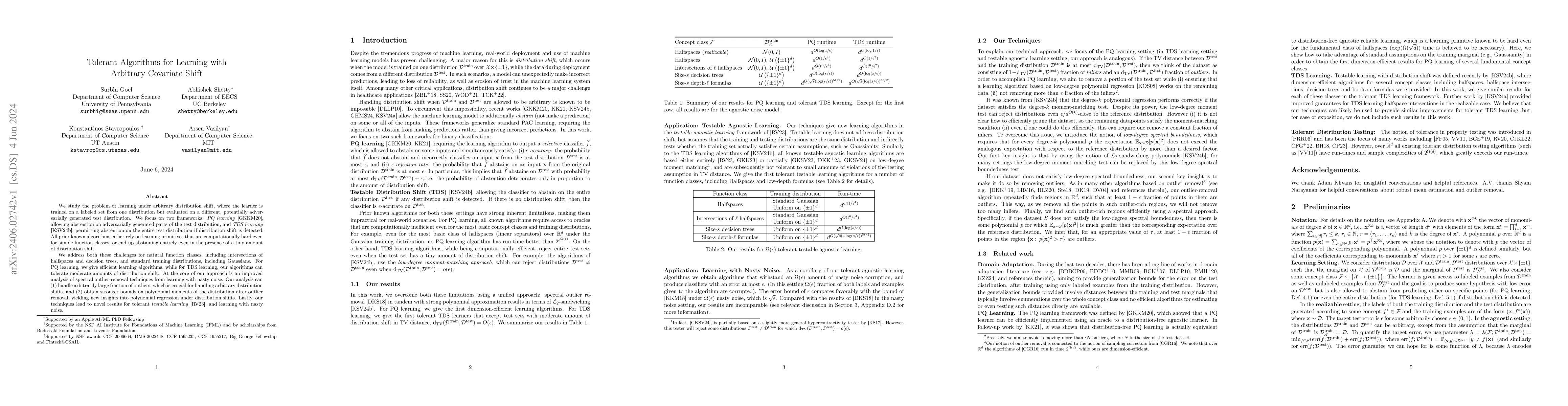 Thumbnail for Tolerant Algorithms for Learning with Arbitrary Covariate Shift