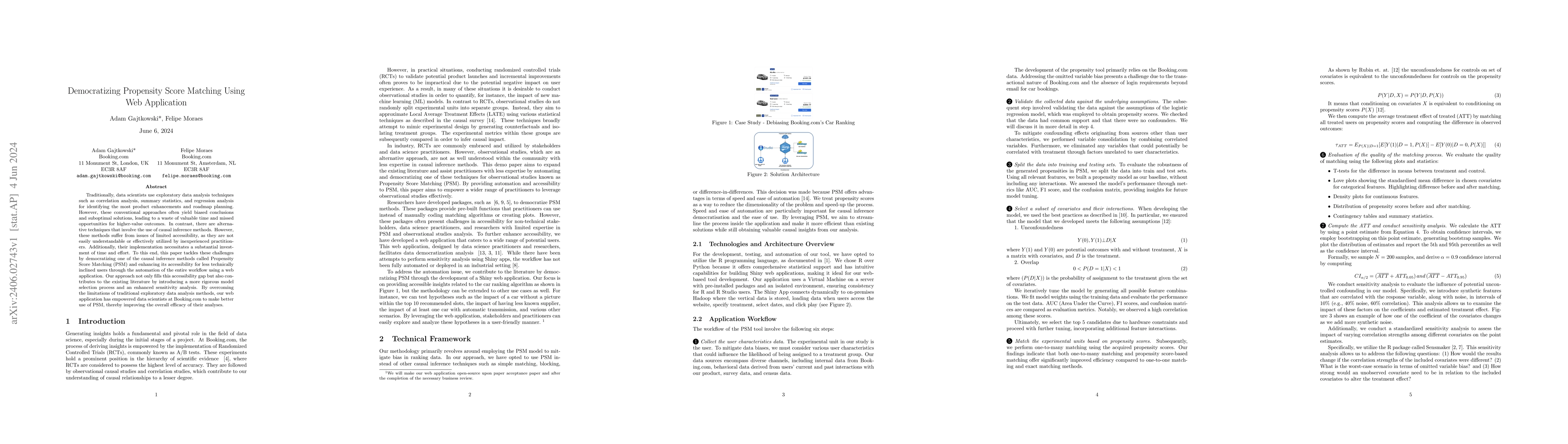 Thumbnail for Democratizing Propensity Score Matching Using Web Application