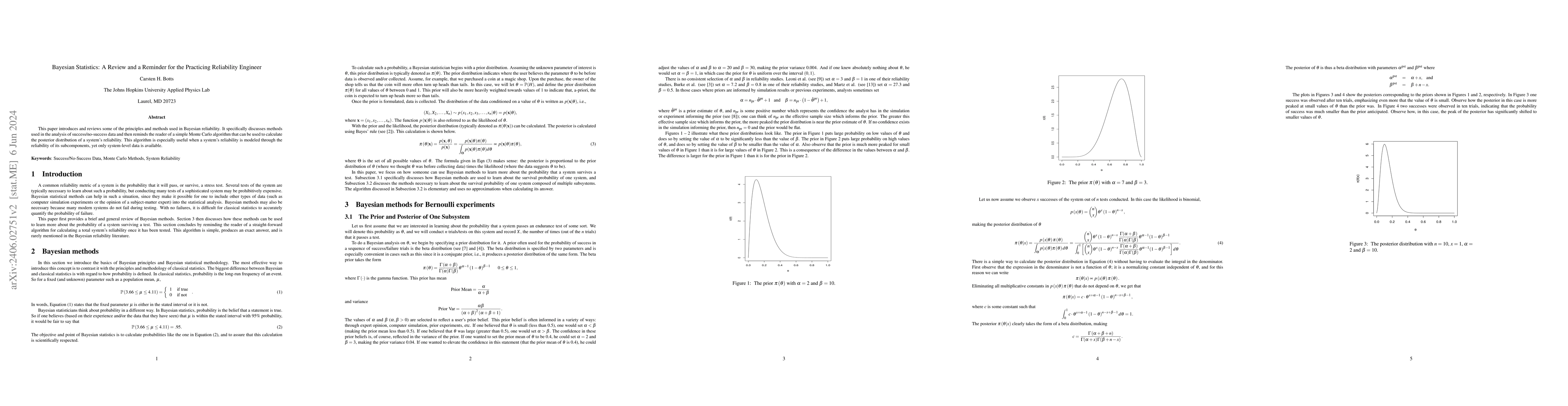 Thumbnail for Bayesian Statistics: A Review and a Reminder for the Practicing
  Reliability Engineer