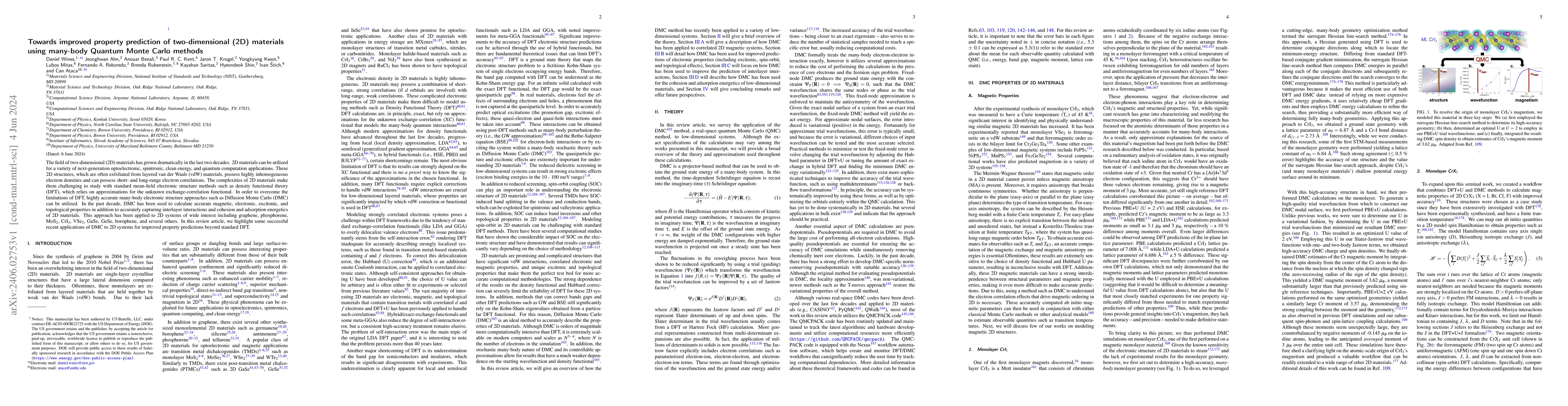 Thumbnail for Towards improved property prediction of two-dimensional (2D) materials
  using many-body Quantum Monte Carlo methods