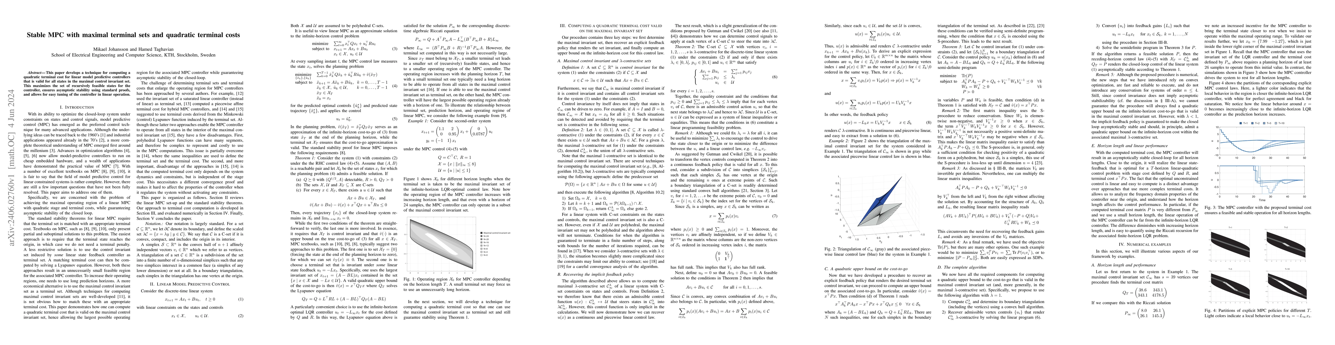 Thumbnail for Stable MPC with maximal terminal sets and quadratic terminal costs