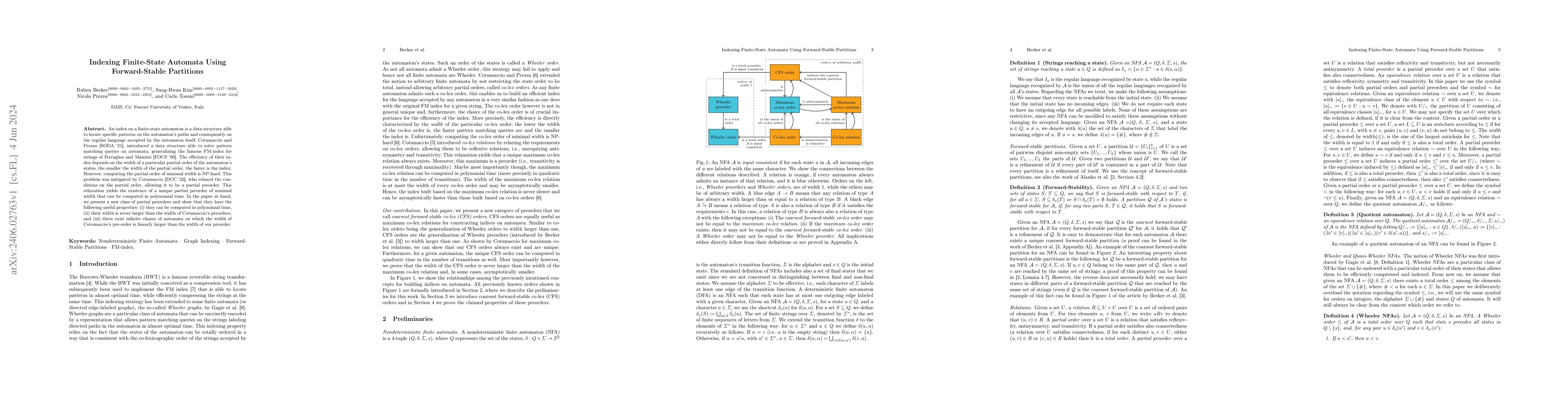 Thumbnail for Indexing Finite-State Automata Using Forward-Stable Partitions