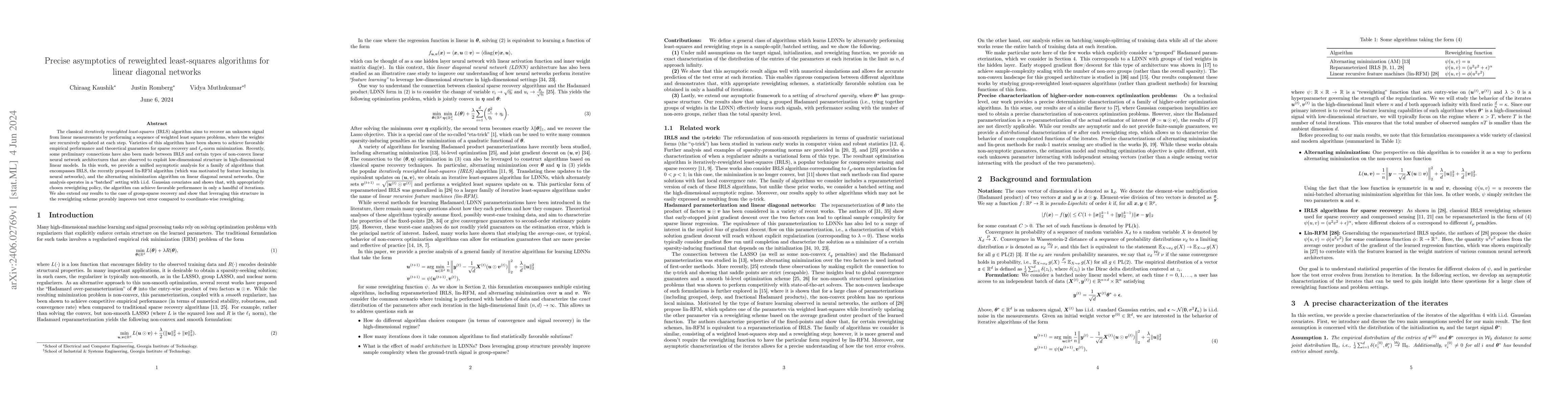 Thumbnail for Precise asymptotics of reweighted least-squares algorithms for linear
  diagonal networks
