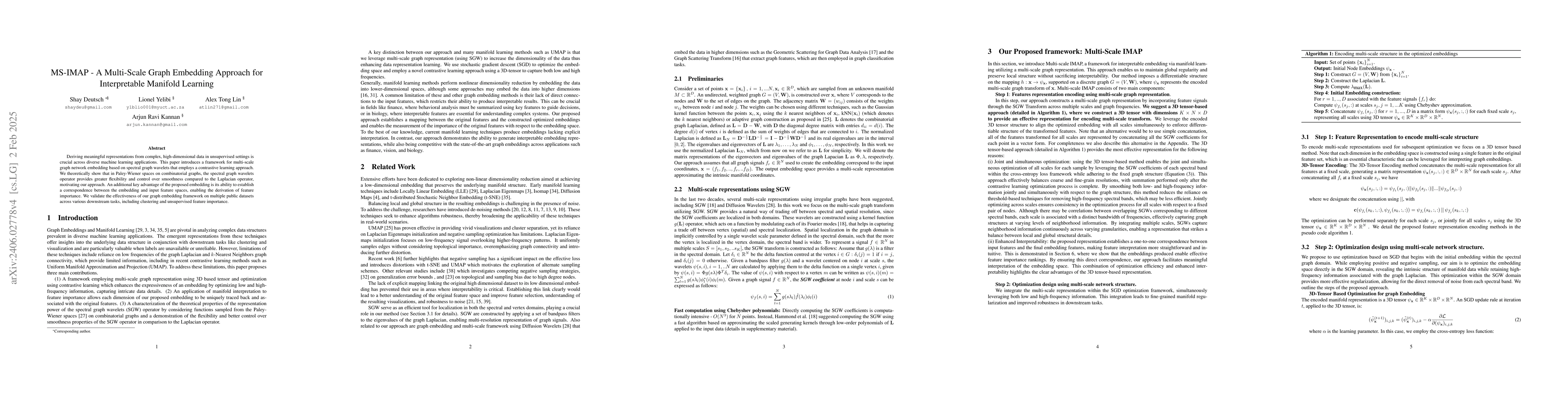 Thumbnail for MS-IMAP -- A Multi-Scale Graph Embedding Approach for Interpretable
  Manifold Learning