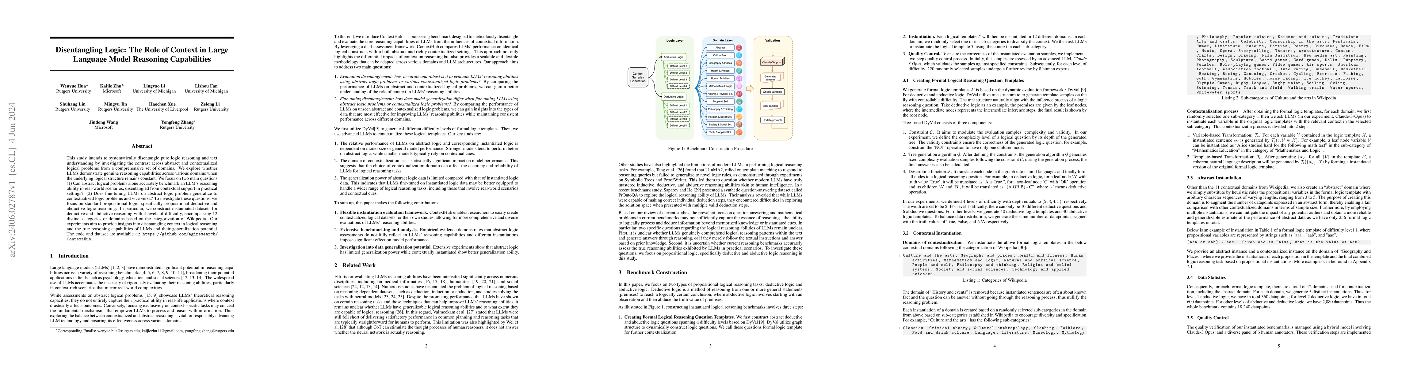 Thumbnail for Disentangling Logic: The Role of Context in Large Language Model
  Reasoning Capabilities