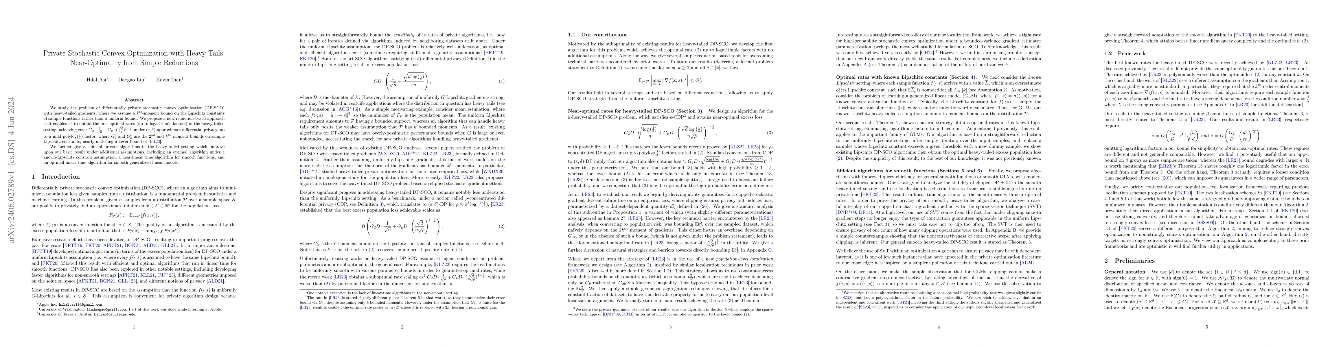 Thumbnail for Private Stochastic Convex Optimization with Heavy Tails: Near-Optimality
  from Simple Reductions